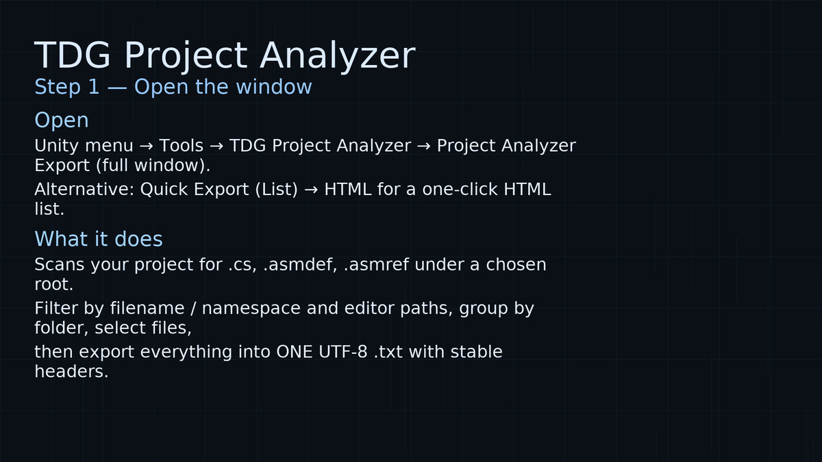 TDG Project Analyzer