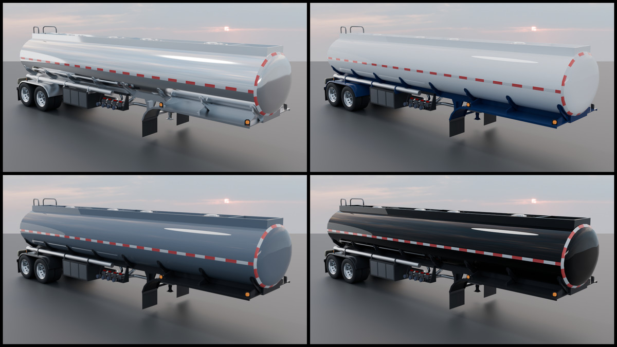 European Semi Truck + Tanker Trailer | Detailed Interior & Functional Lights