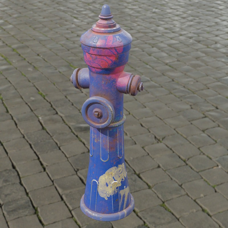 Rusty Fire Hydrant – Low Poly PBR with LODs (4 Variations)