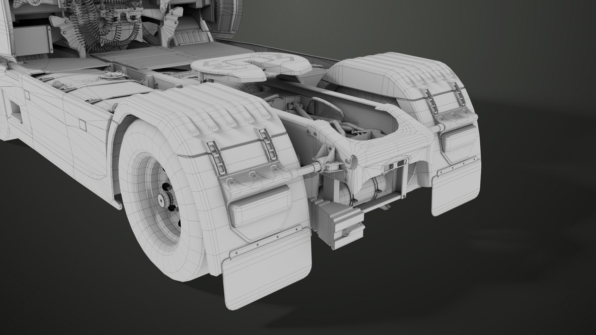 Heavy Truck Chassis 06 Interior Blue and Green URP HDRP Textures