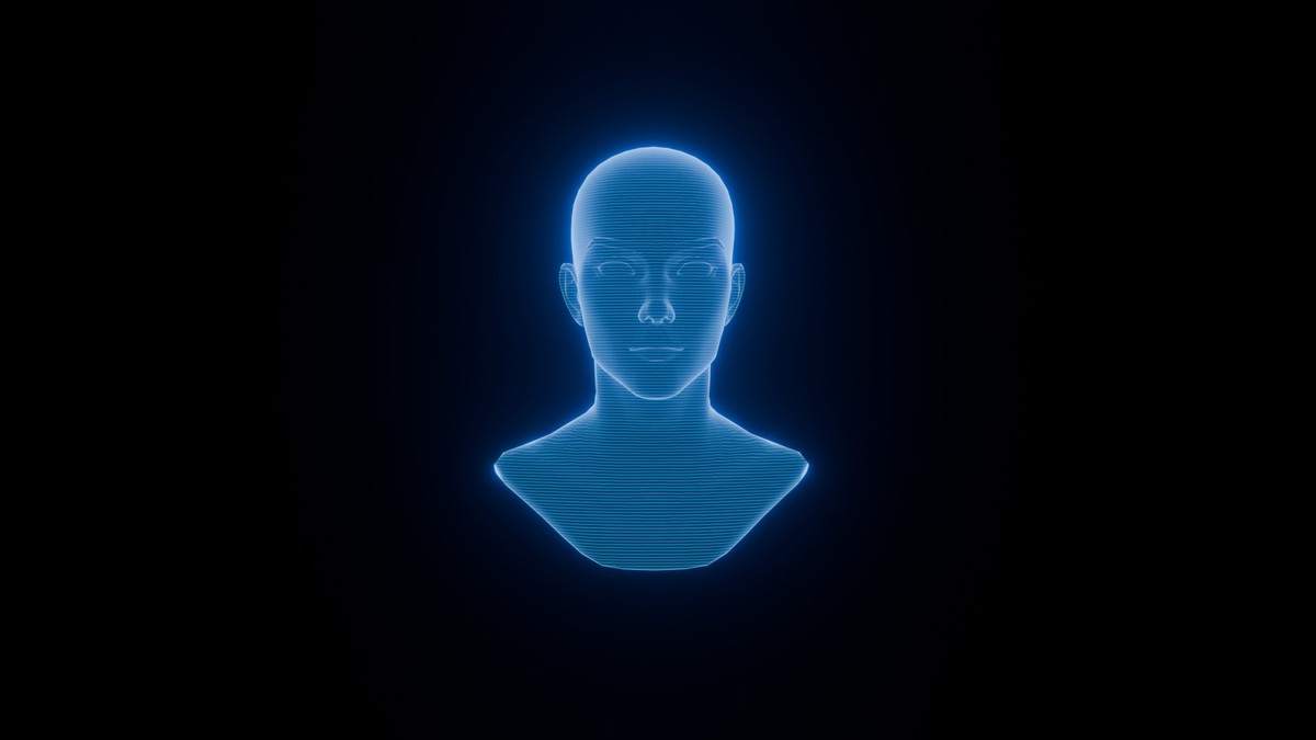 Anime Human Hologram Heads 3D Model Rigged with Facial Expressions