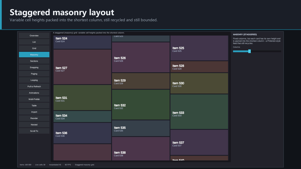 VeloScroll | Infinite Recycling ScrollView for uGUI