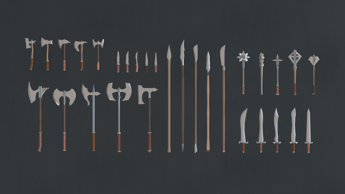 RPG Melee Weapon Pack, Low Poly, Game-Ready