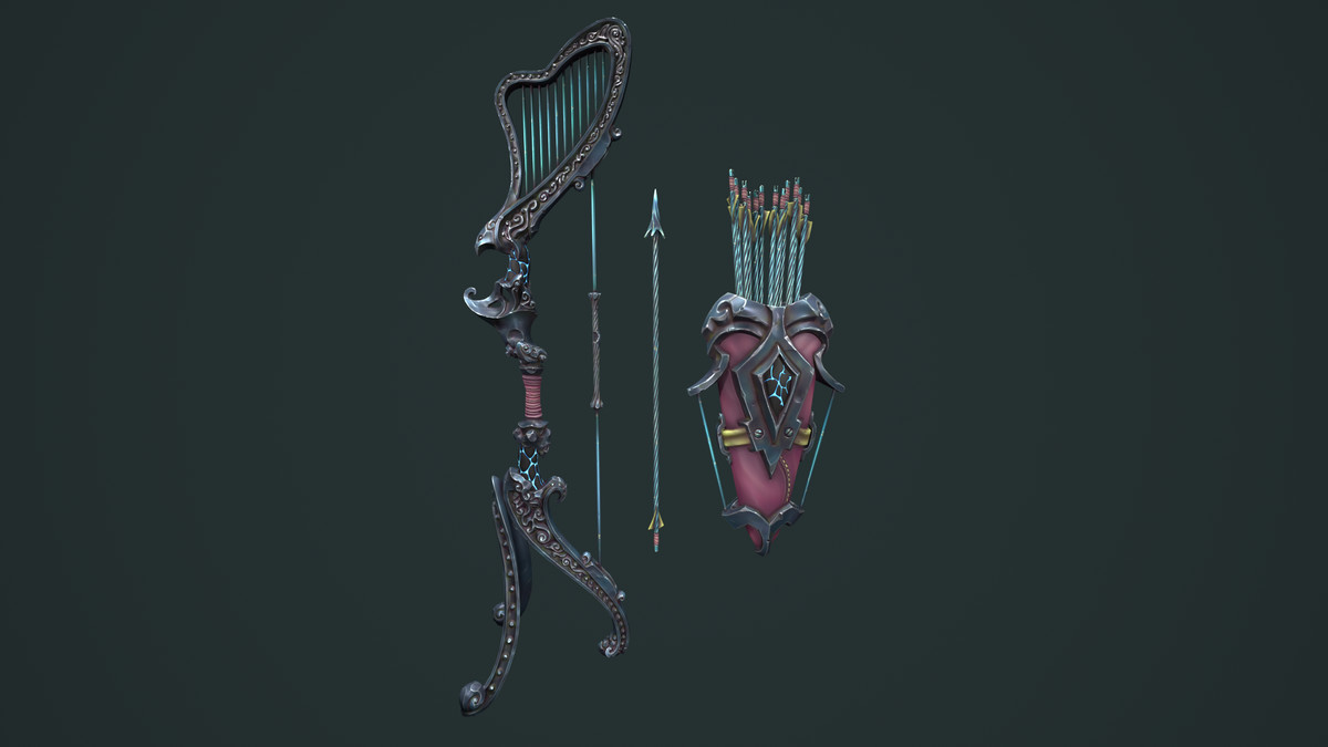 Harp bow quiver arrow