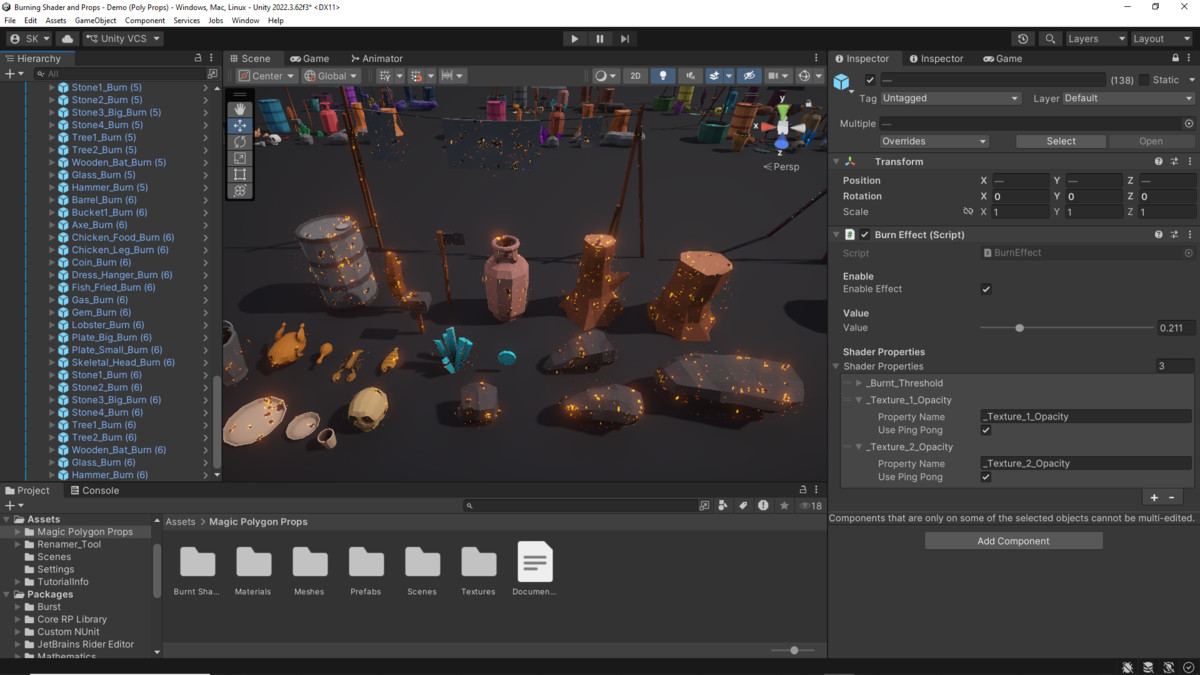 Magical Polygon Props(with Burn & Reveal FX)