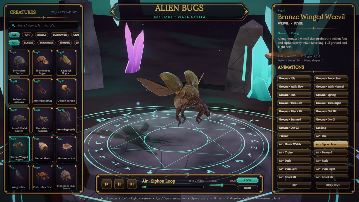 Alien Bugs Vol.1 - 20 Animated Fantasy Insect Creatures + Skill VFX