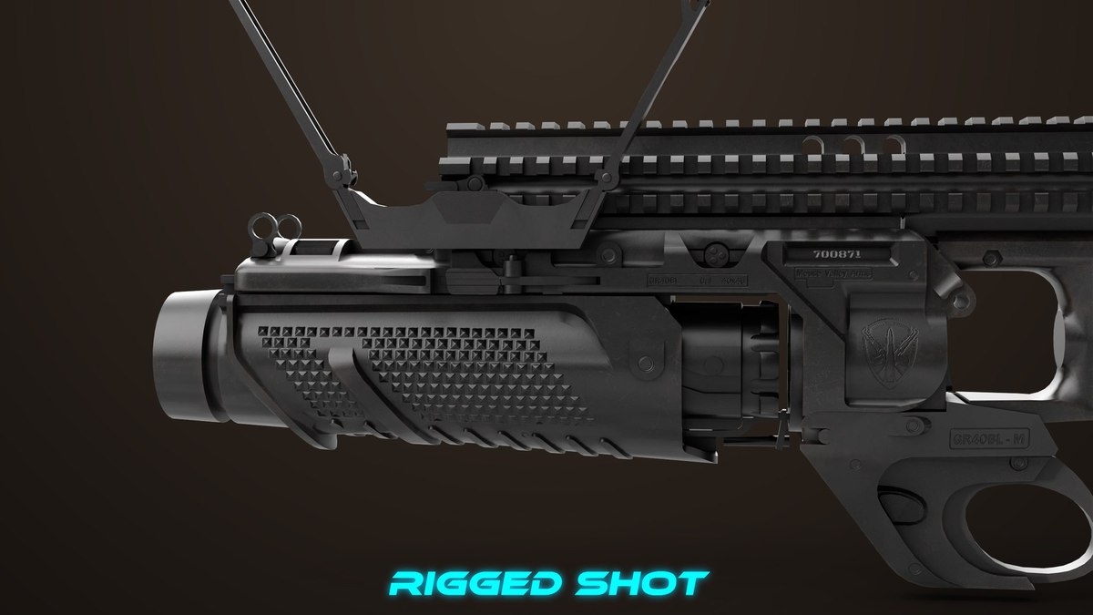 6 Grenade Launcher Black URP HDRP Textures