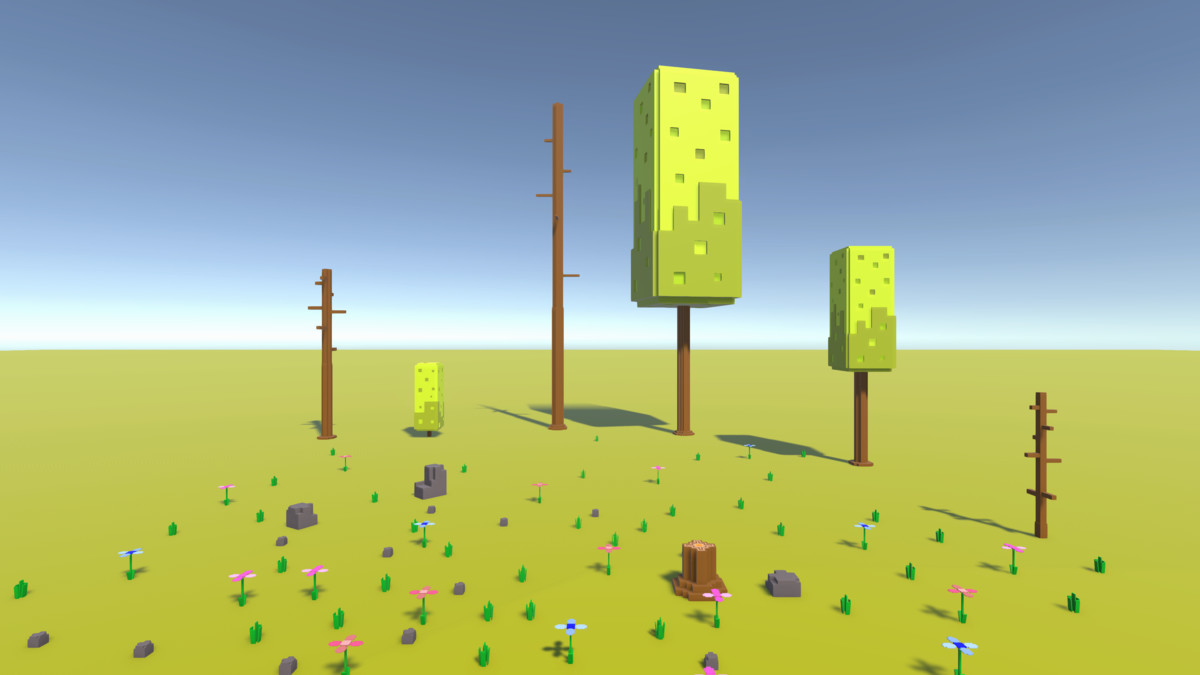 Stylized Tall Voxel Trees Pack – Vertical Fantasy Forest