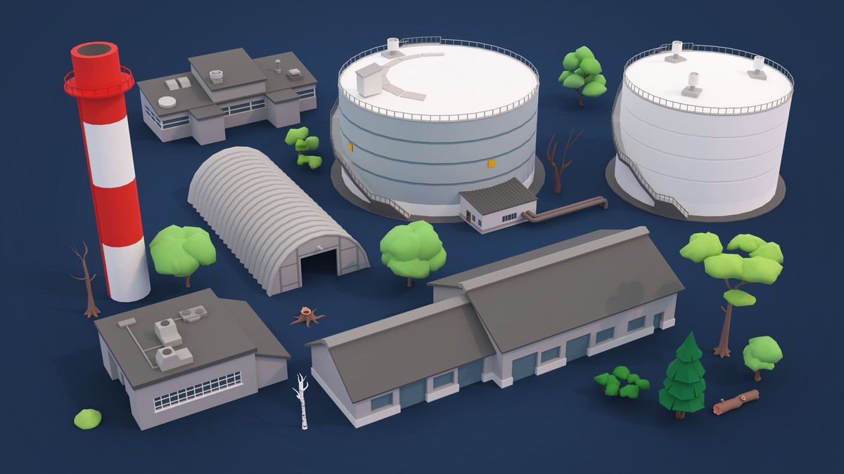 Logging Facility - Low Poly 3D Models Pack
