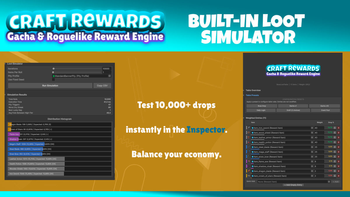 CraftRewards: Gacha & Roguelike Reward Engine