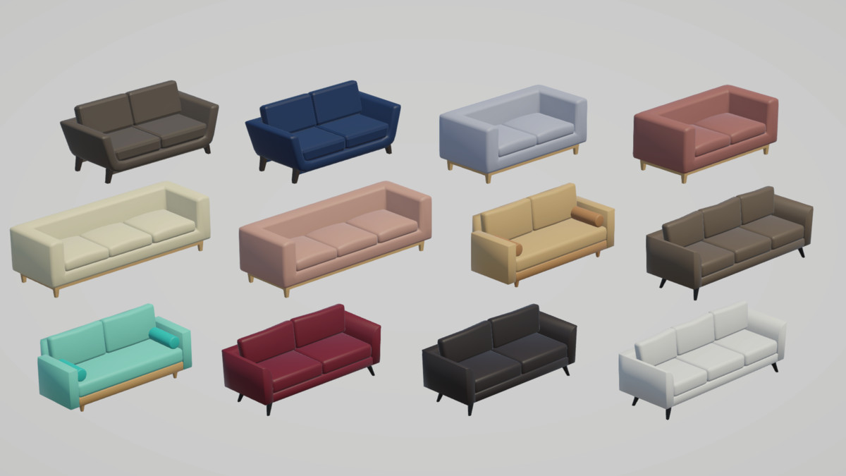 Low Poly Livingrooms - Modular Assets