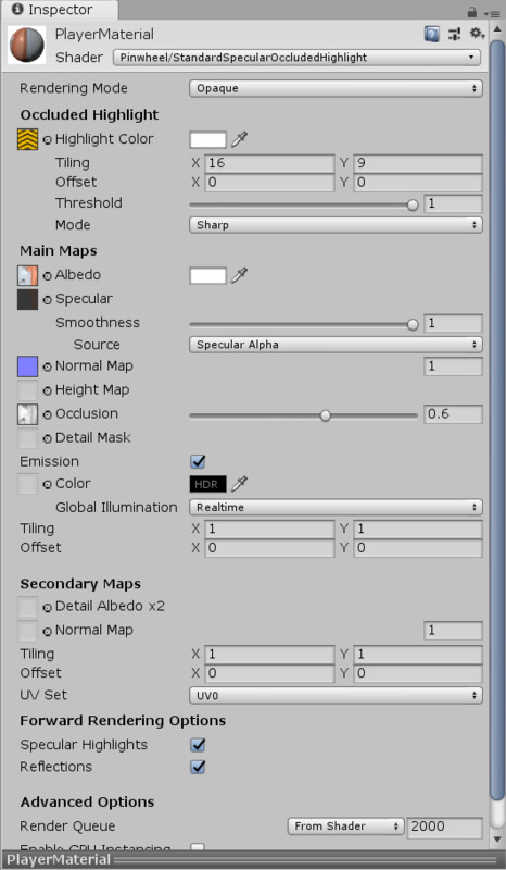 Standard Shader PBR with Occlusion Highlight