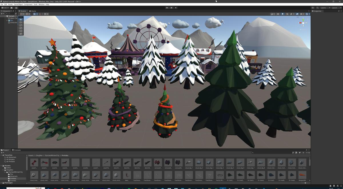 Stylized Lowpoly Winter City Asset Pack