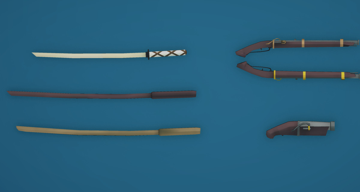 Low Poly Ronin and Japanese Weapons Pack