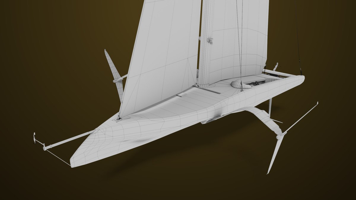Yacht Hydrofoil Sailing Boat 01 Black URP HDRP Textures