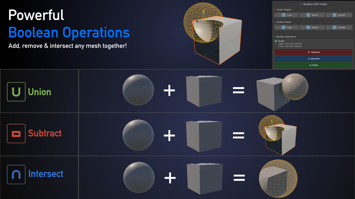 Runtime CSG: Booleans, Shatter & Denting