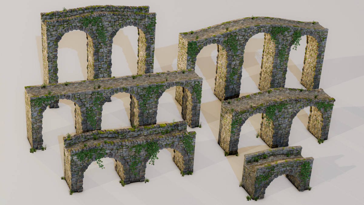 Realistic Mossy Stone Bridge Pack – Procedural Material