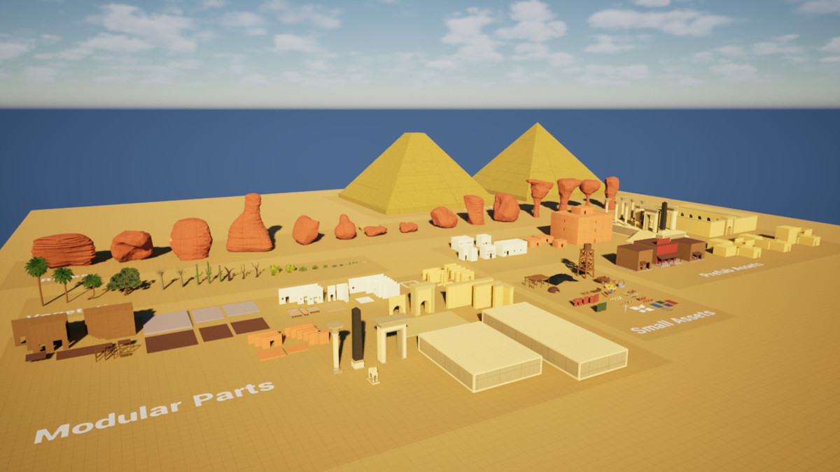 Desert Blockout Kit – 236 Modular Assets | Villages, Temples & Open Worlds