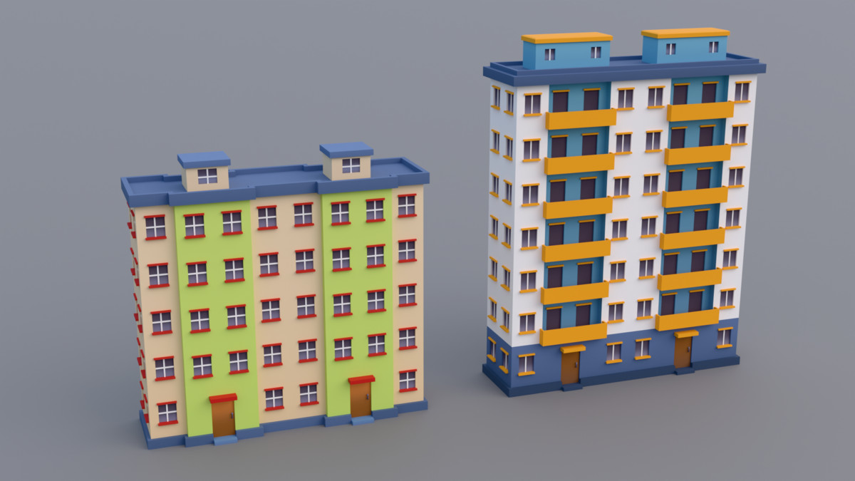 30 Low-Poly Urban Buildings Collection