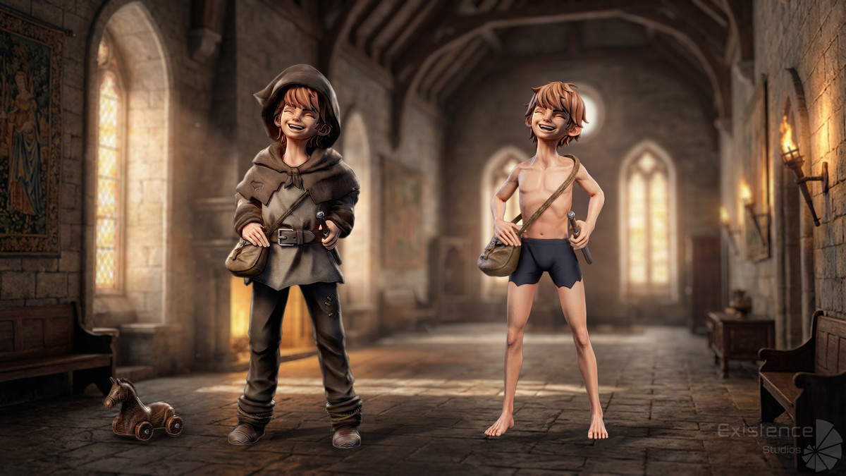 Young Boy Liam - Teenage Medieval Fighter with Horse