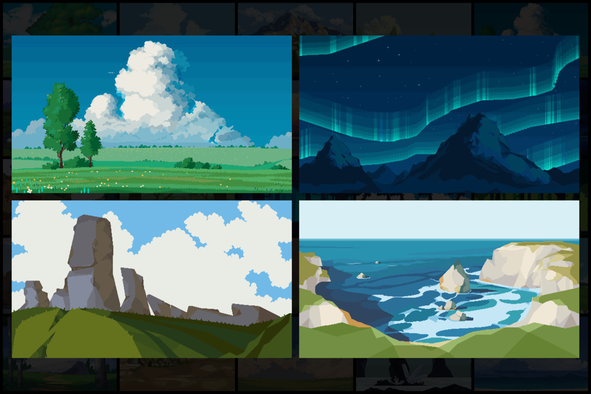 56 Nature Backgrounds Pixel Art
