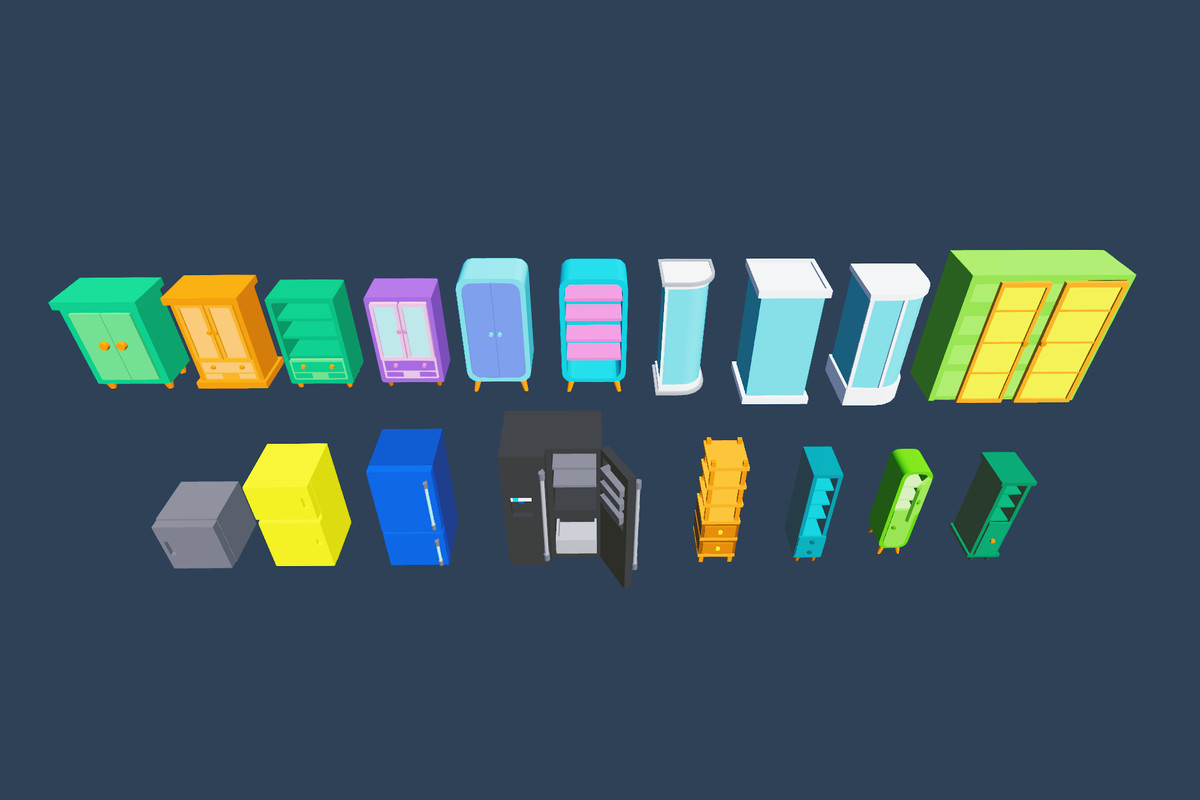 Cute Low Poly Furniture Pack - Colorful Interior Props