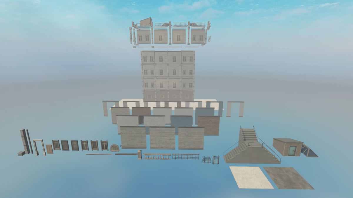 Realistic Modern Modular Building 1 Asset Package
