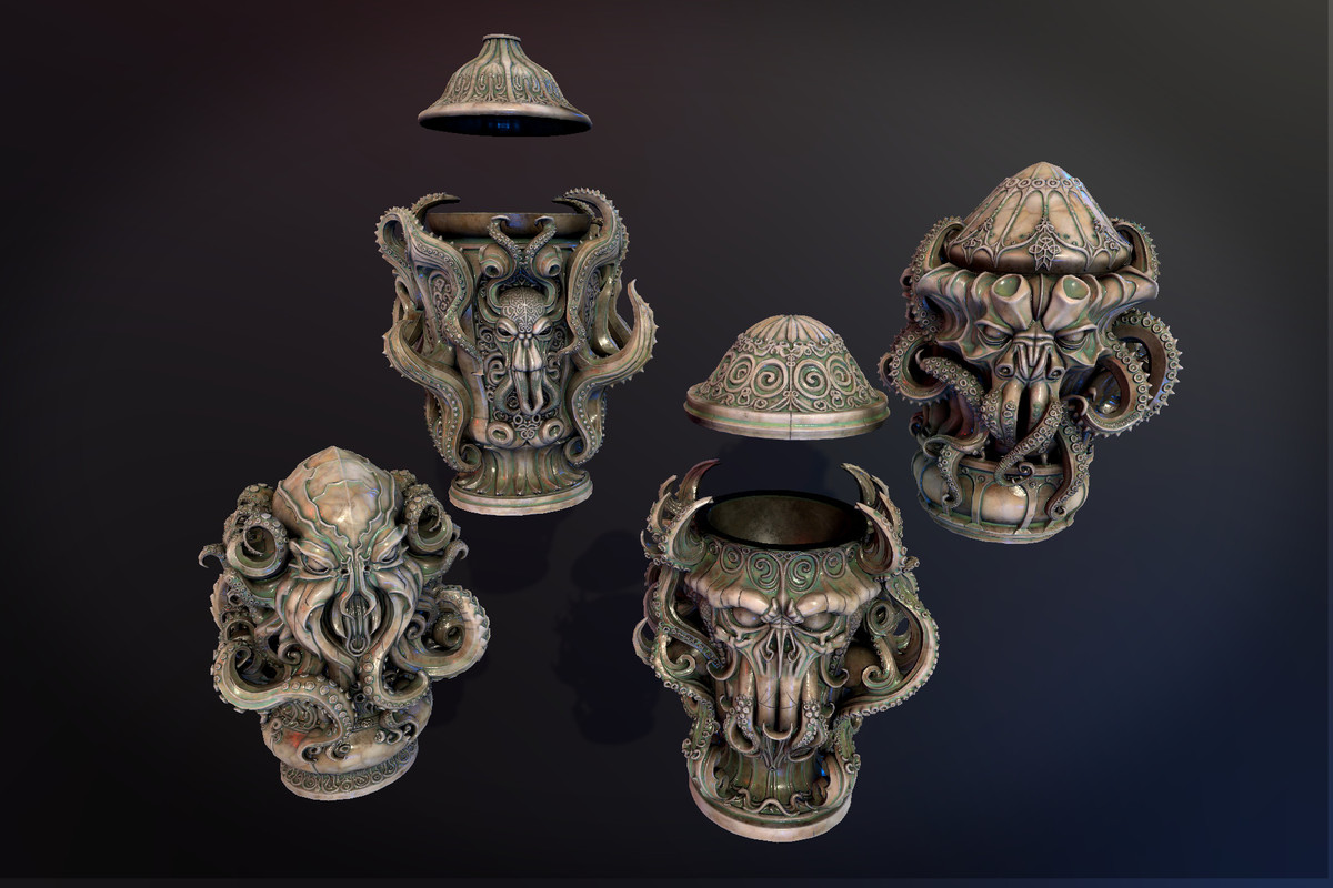 4 Dark Fantasy Eldritch Urns / Vessels / Pots
