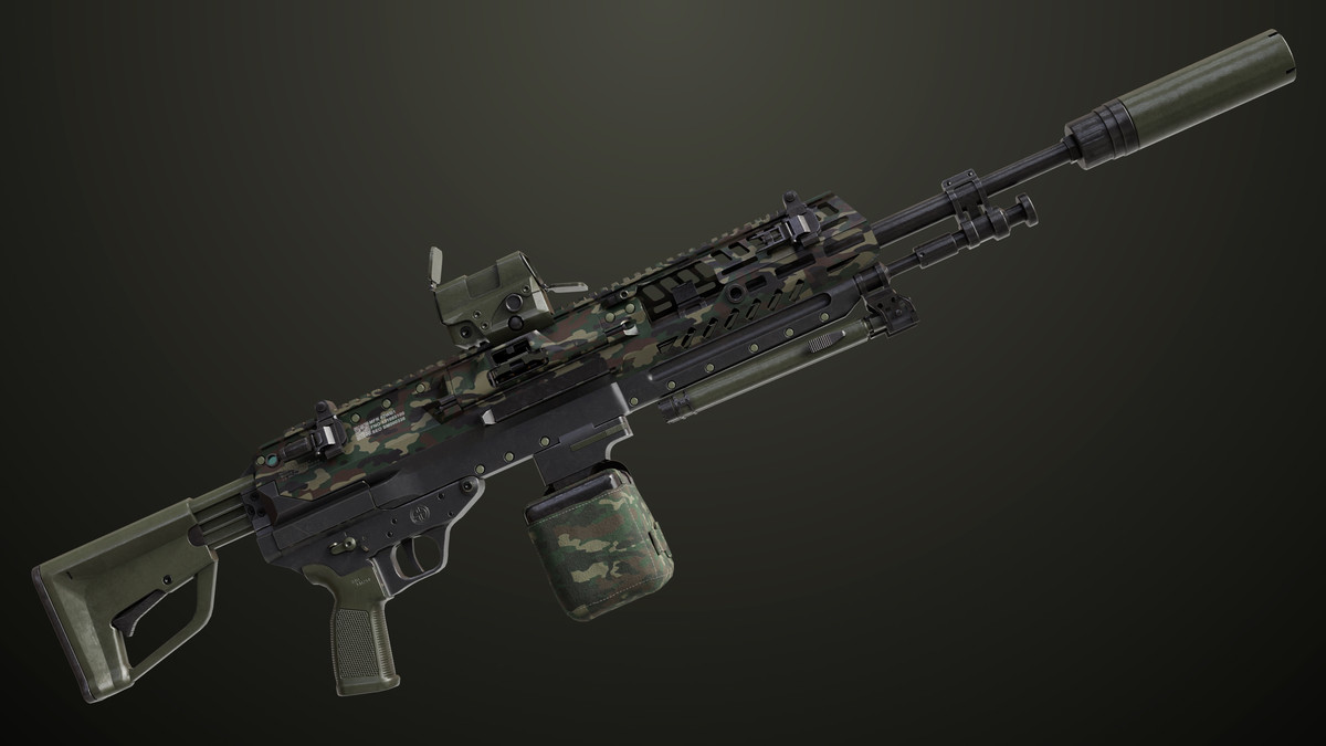 Machine Gun 14 Military Green URP HDRP Textures