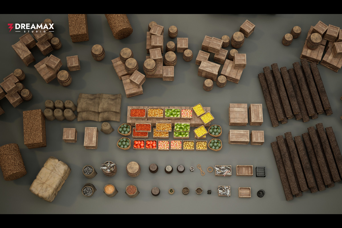 Medieval Market Props - Merchant, Village, Harbor & Fantasy RPG Assets Vol.1