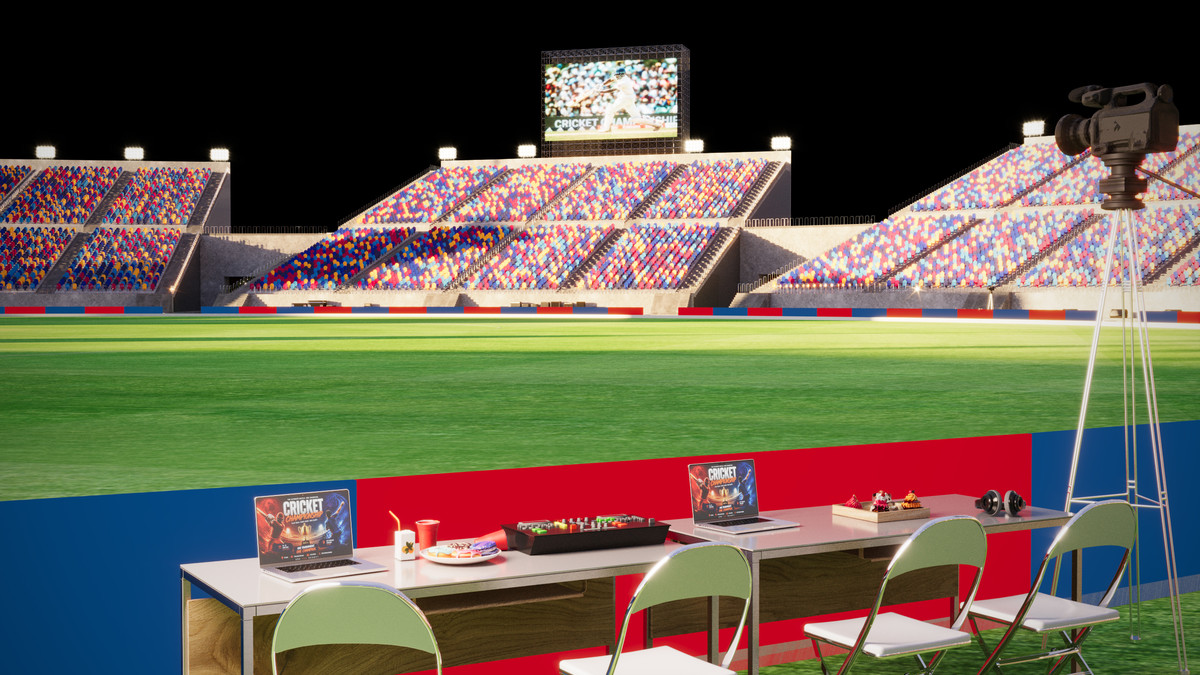 Modular Cricket Arena Stadium 3D Environment with Props