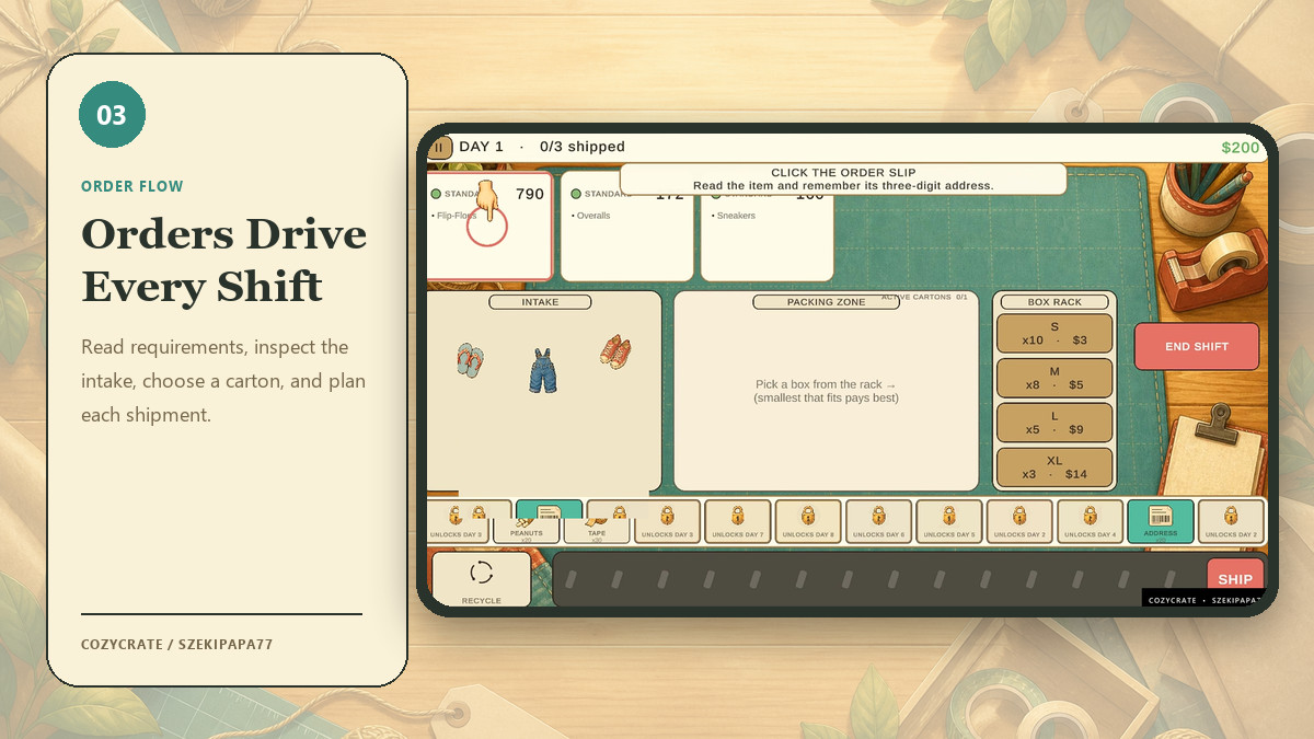 CozyCrate - Complete 2D Packing & Management Game Template