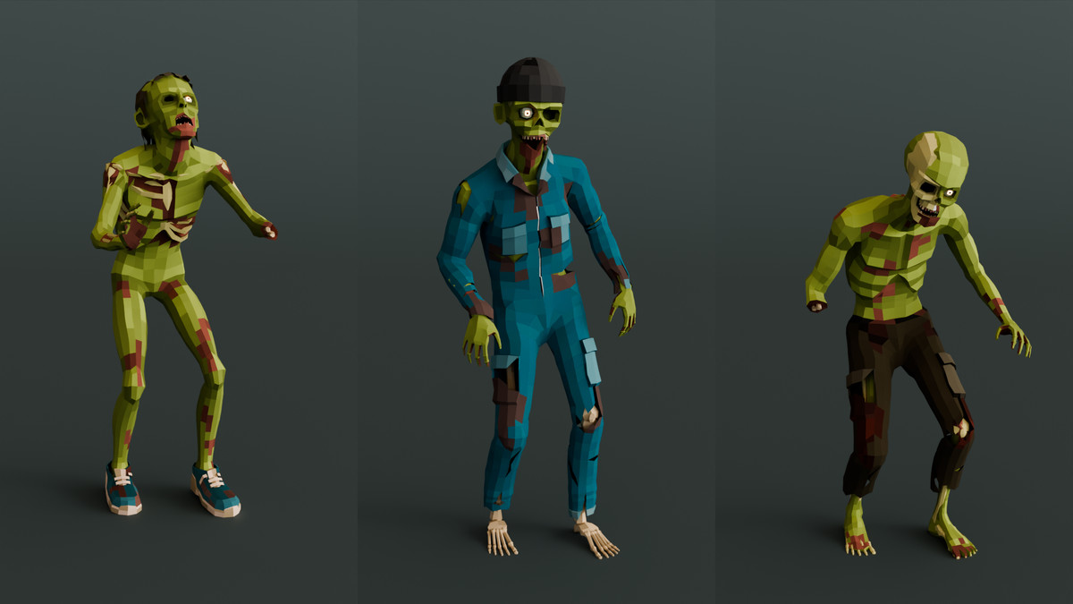 Zombie Man Modular Pack Low-Poly Stylized