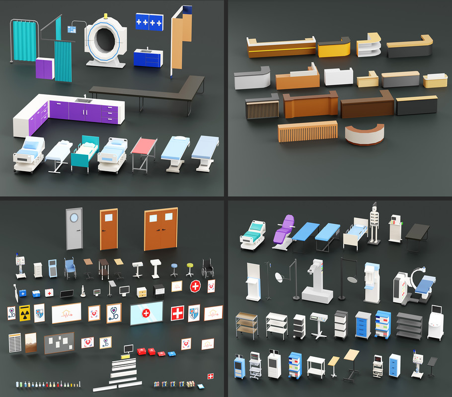 Interior 1 Low-poly 3D models Pack