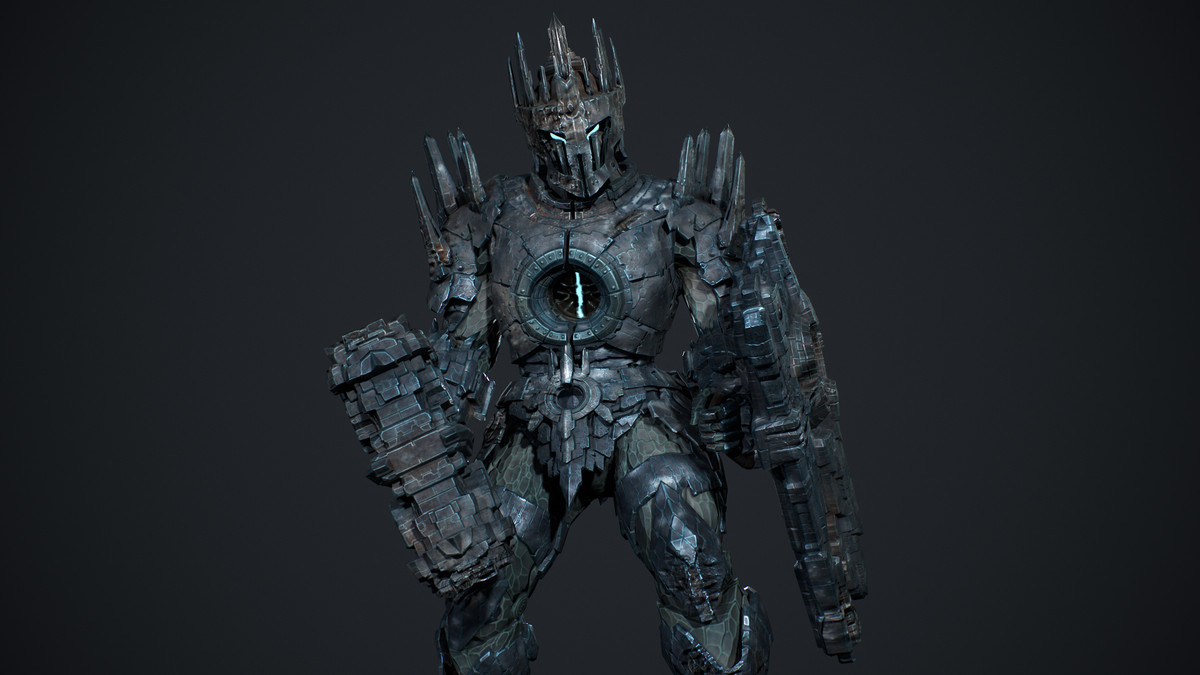 Armored Stone Golem - Dark Fantasy Boss