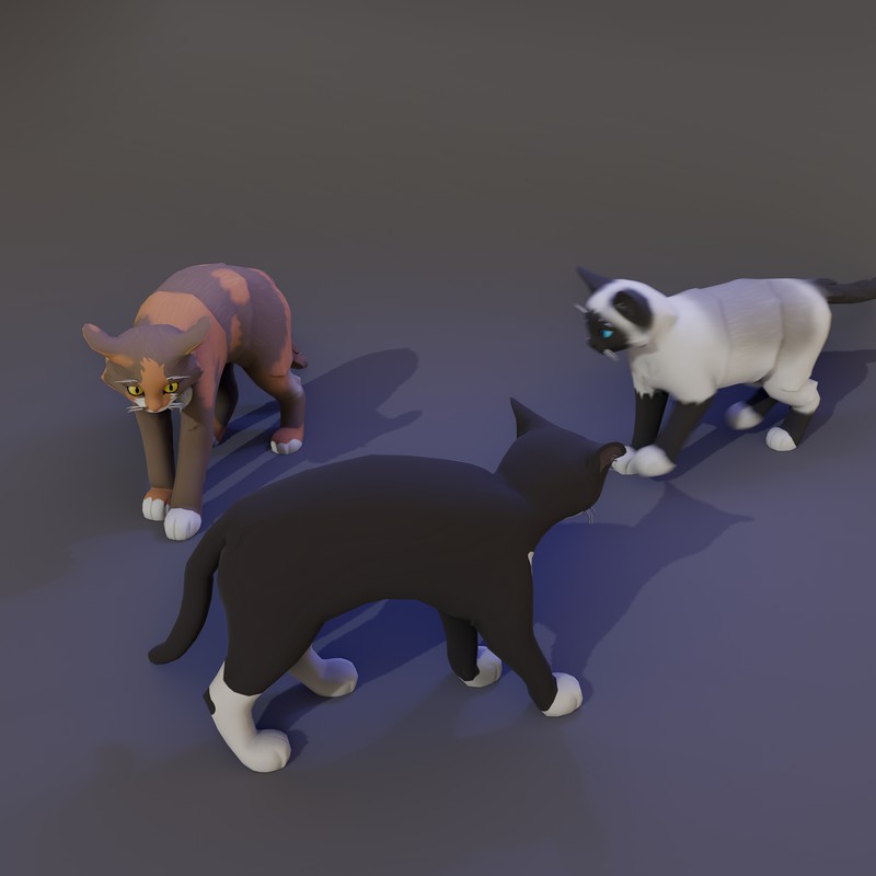 Low Poly Stylized Kittens