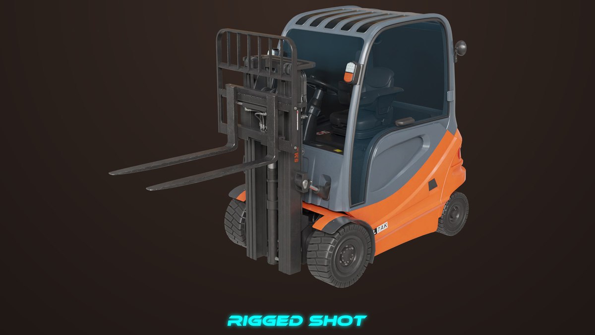 Forklift Truck 01 Orange URP HDRP Textures