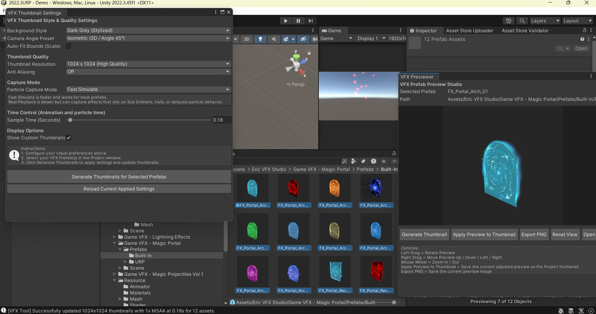 VFX Prefab Preview Studio - Instant preview, Custom thumbnails, Export PNG
