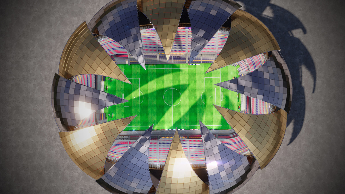 Modular Soccer Football Stadium Arena With 4 Roofs - Sport Environment 3d Level