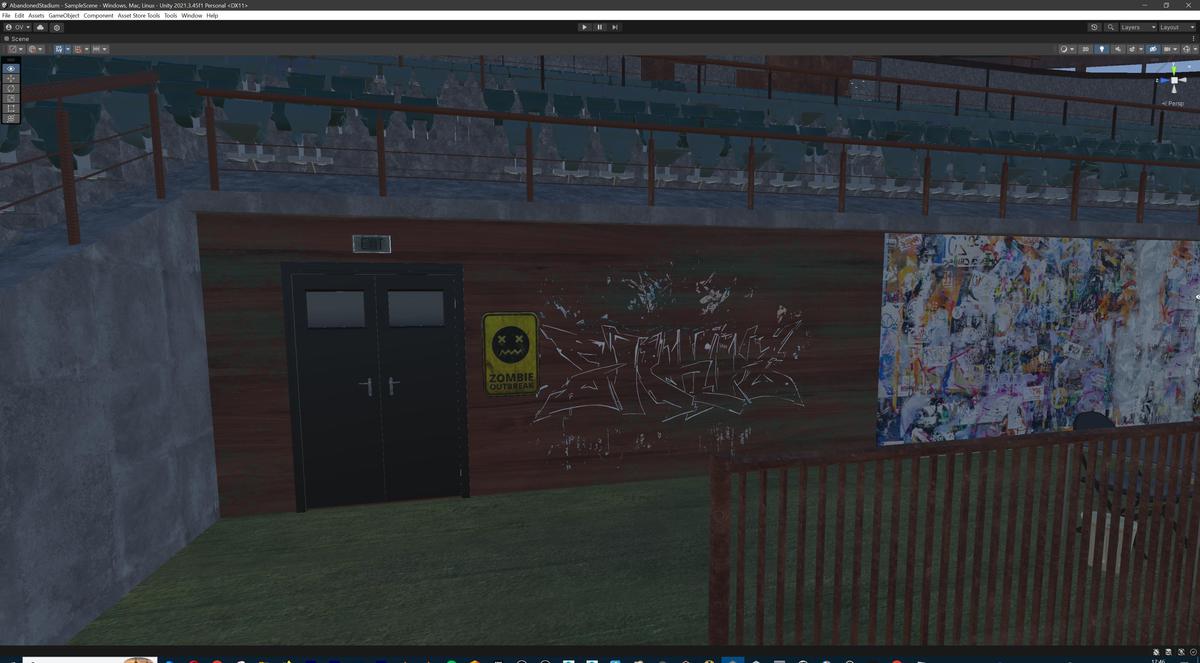 Abandoned Post-Apocalyptic Football Stadium - Modular Environment 3d Level