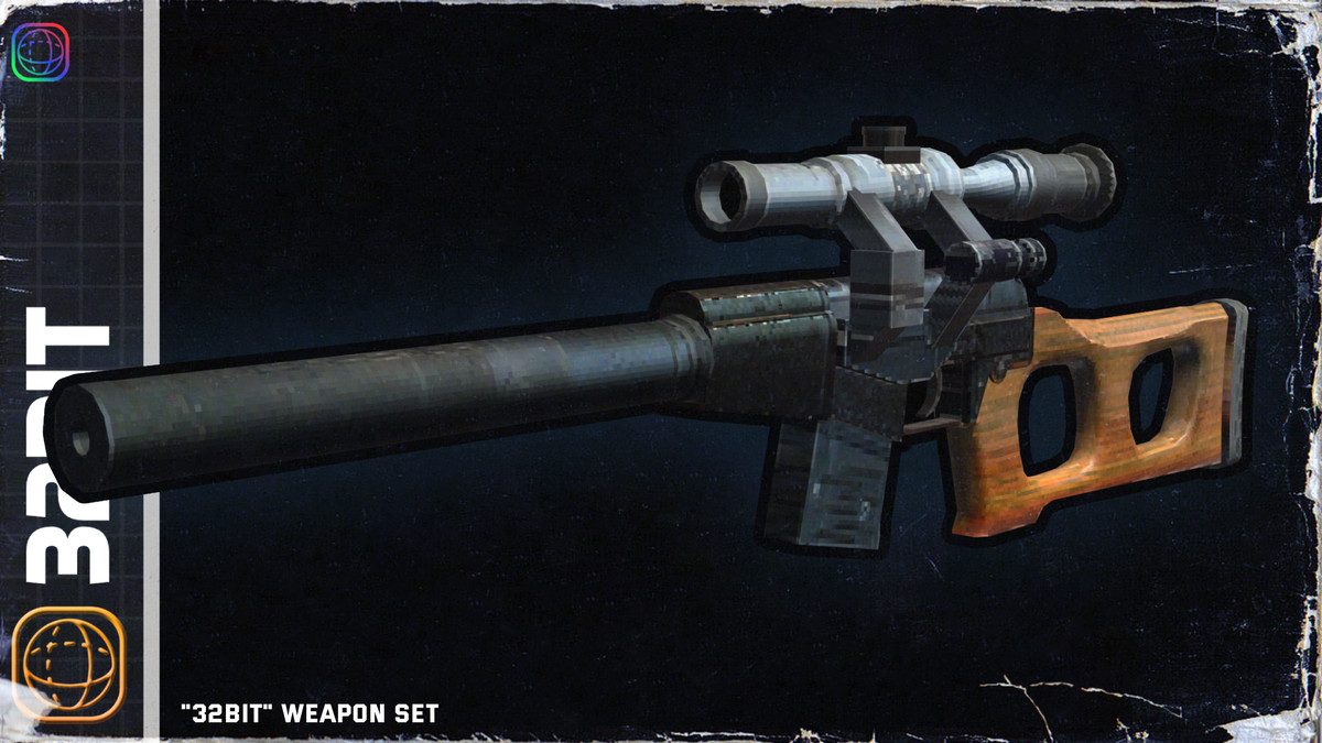 32-bit Retro Weapon and Firearm Set