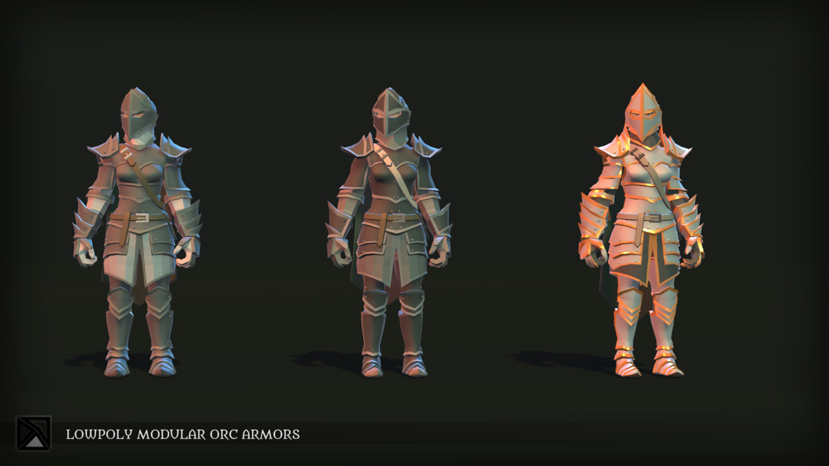 Low Poly Orc Modular Armors Bundle - LOWPOLY MEDIEVAL FANTASY SERIES