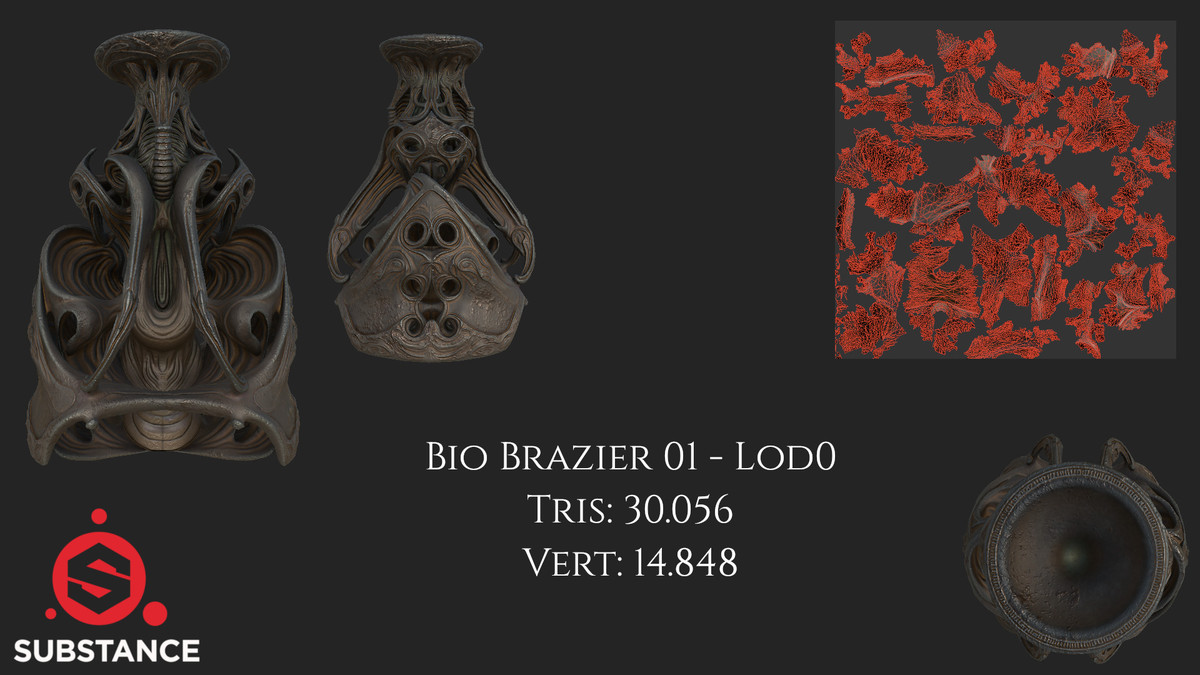 4 Biomechanical Braziers / Bowls