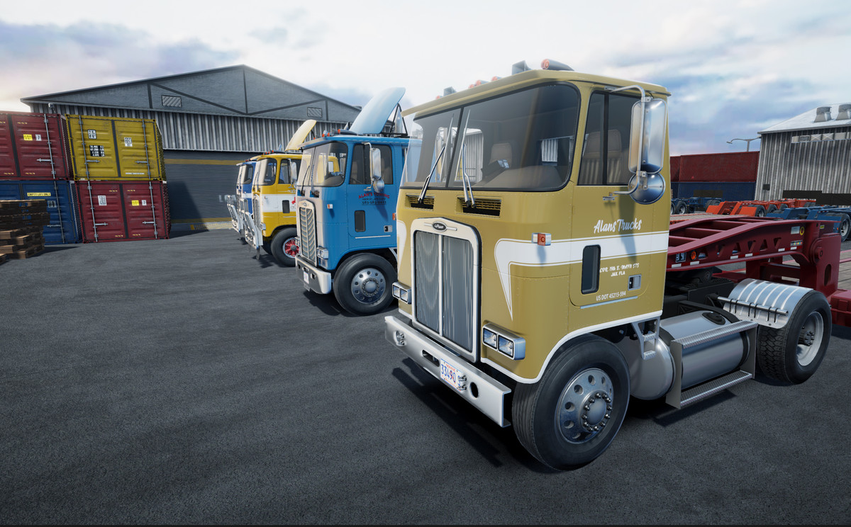 80s Cabover Truck with lowboy trailer