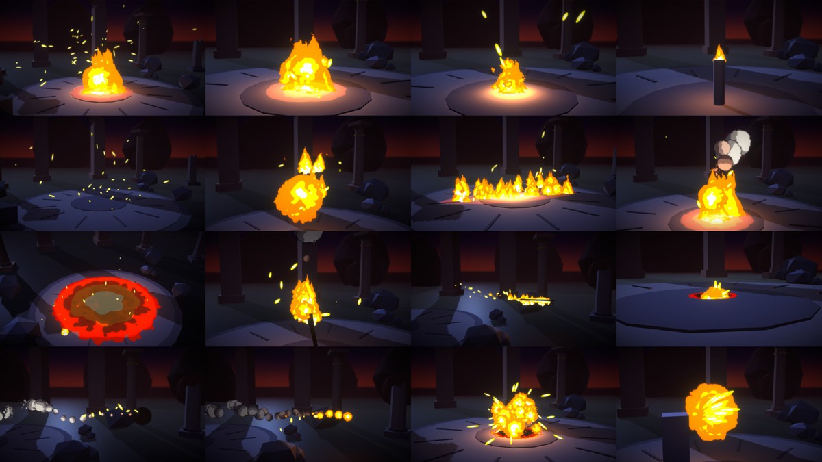 Toon Fire VFX Pack — 100 Stylized Fire Effects