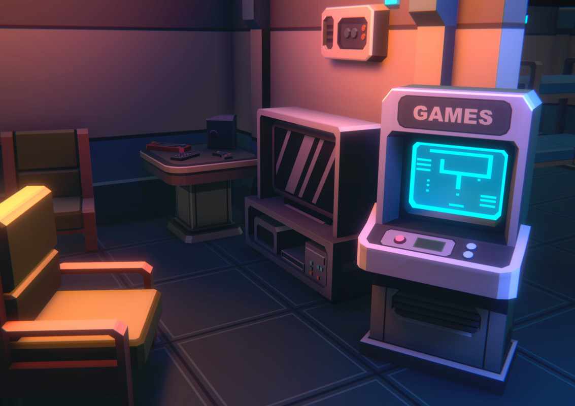 Low Poly Sci-Fi Mess Hall / Cosmic Retro
