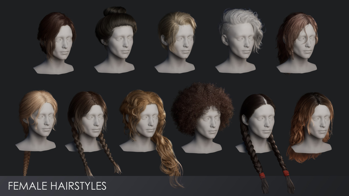 Realistic male hairstyles, pack #7 | Rigged hair, game-ready, low-poly