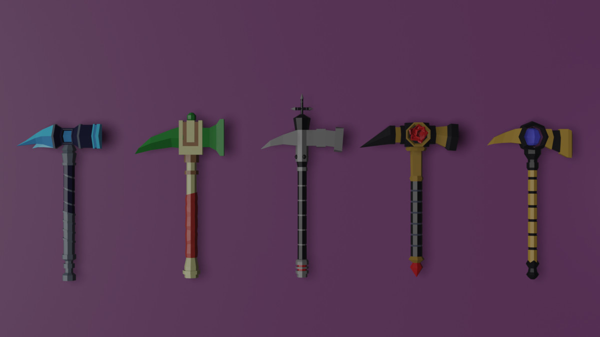 70 Unique Low Poly Fantasy Weapons Pack