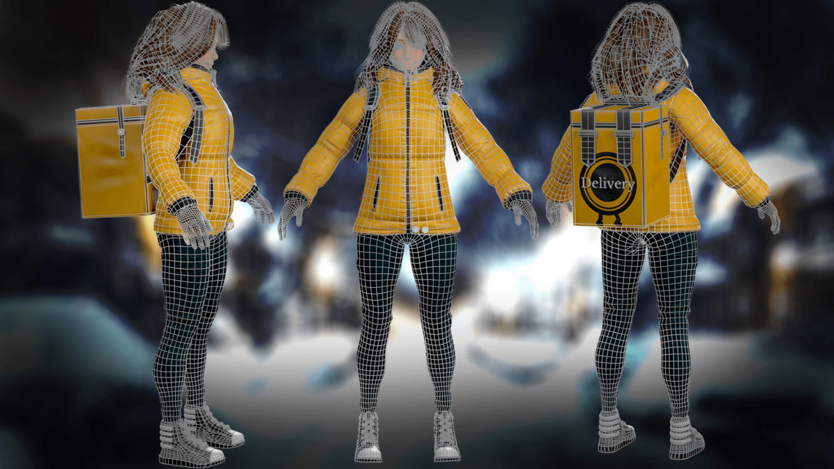 Winter Delivery Girl – Game Ready Modular Character Pack
