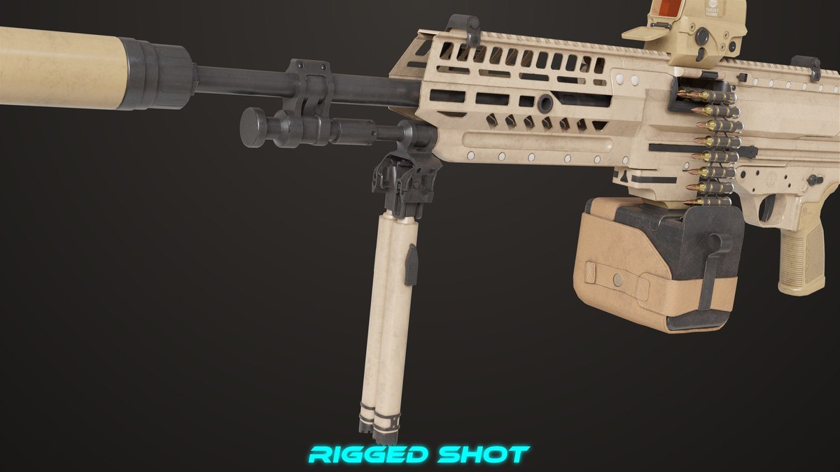 Machine Gun 14 Brown URP HDRP Textures